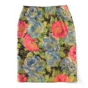 MONDI Vintage green rose jacquard floral print skirt Size 42